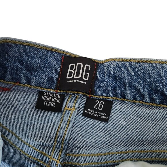 BDG Womens 26 High-Waisted Comfort Stretch Flare Jeans Blue Stretch Ankle Length - Picture 16 of 16